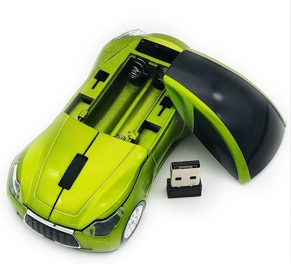 Miniatura 4 de Ratón inalámbrico de coche para computadora, con receptor USB, 3D, 1600 DPI, fresco y lindo, para computadora portátil, PC, Mac, para niños, niñas,
