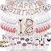 18th BIRTHDAY DECORATIONS, 18 Birthday Party Supplies| 18 Cake Topper Rose Gold| Banner| Rose Gold Confetti Balloons for her| Silver Curtain Backdrop Props or Photos 18th BDay