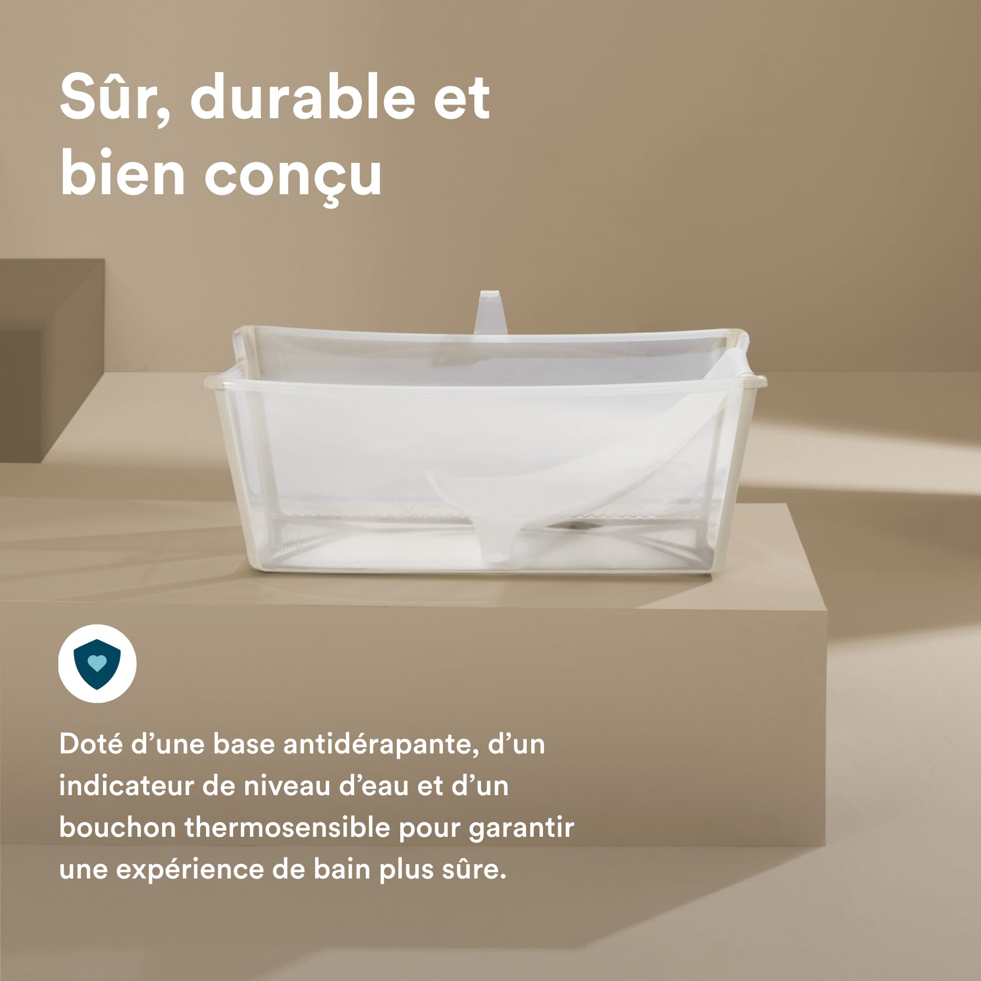 Stokke Flexi Bath (Sandy Beige) avec Support nouveau-nés - Bain bébé pratique maison voyage - jusqu'à 48 mois