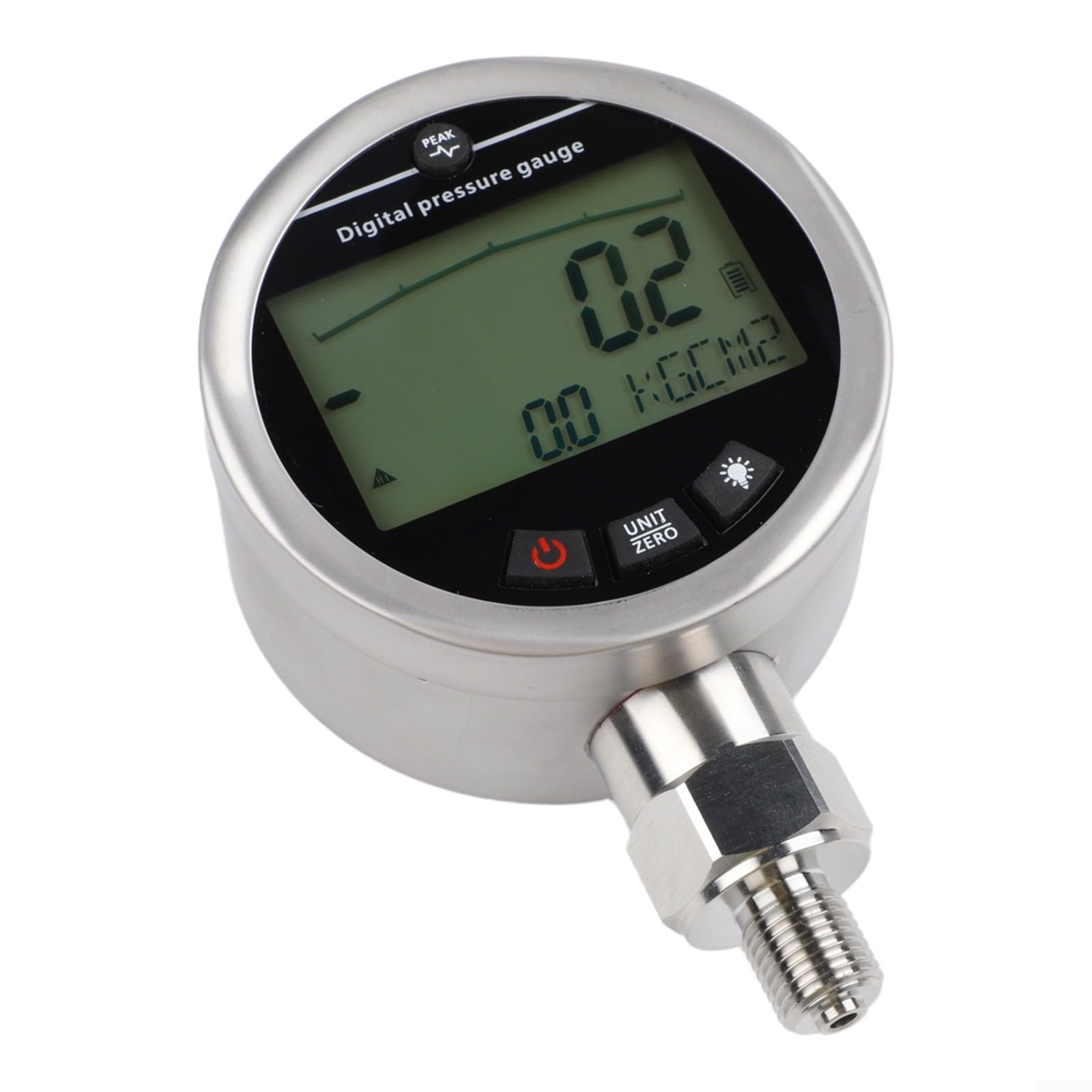 Digitales Hydraulik Manometer G1/4 Edelstahl - Präzisions Druckmesser 0-60MPa mit LCD Hintergrundbeleuchtung für Wasser Gas Öl Test(0-60MPa)