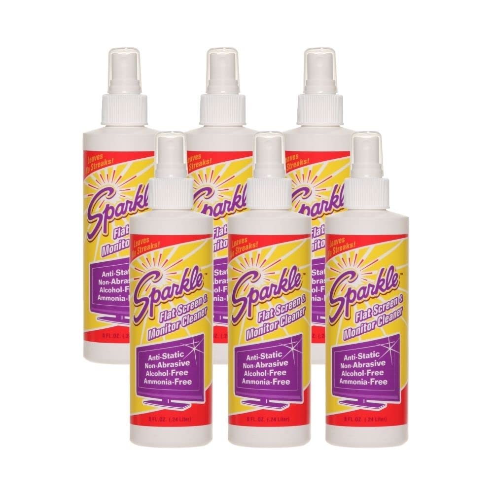 Sparkle Flat Screen & Monitor Cleaner 8oz Spray Bottle (Pack of 6)