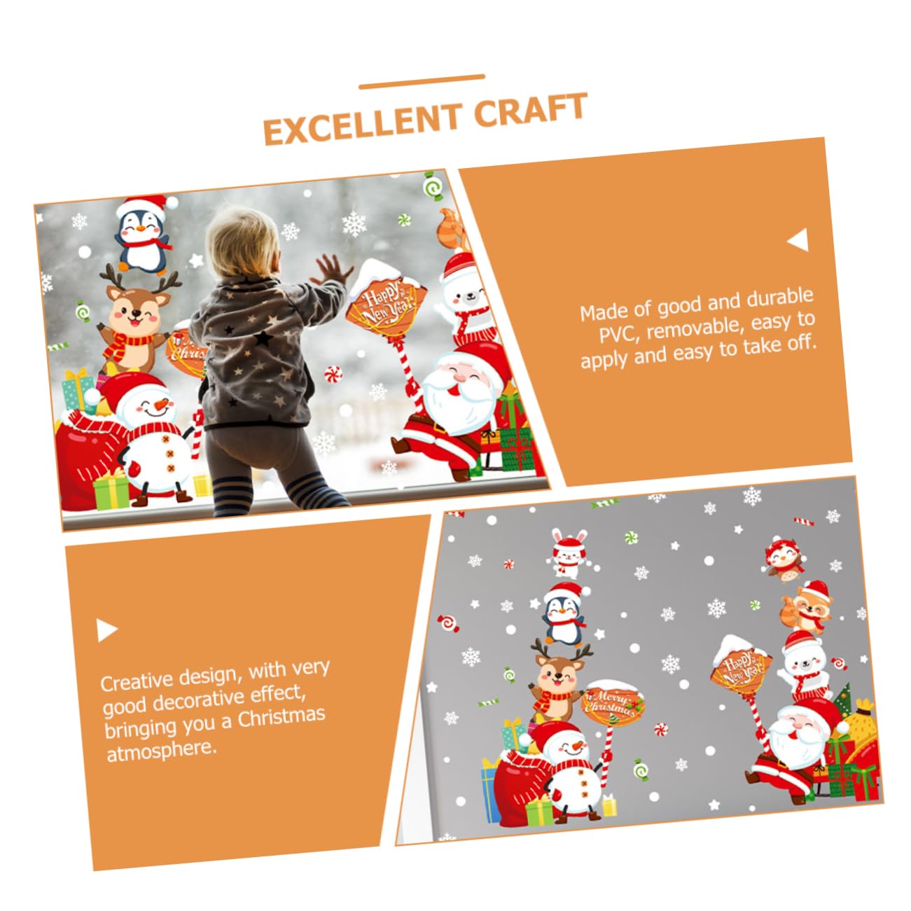 TOPBATHY 5 Ensembles Autocollants De Noël Décalcomanies De Décoration De Noël Décorations De Fenêtre De Flocon De Neige Fête De Art Mural Stickers Muraux Joyeux Stickers Pvc