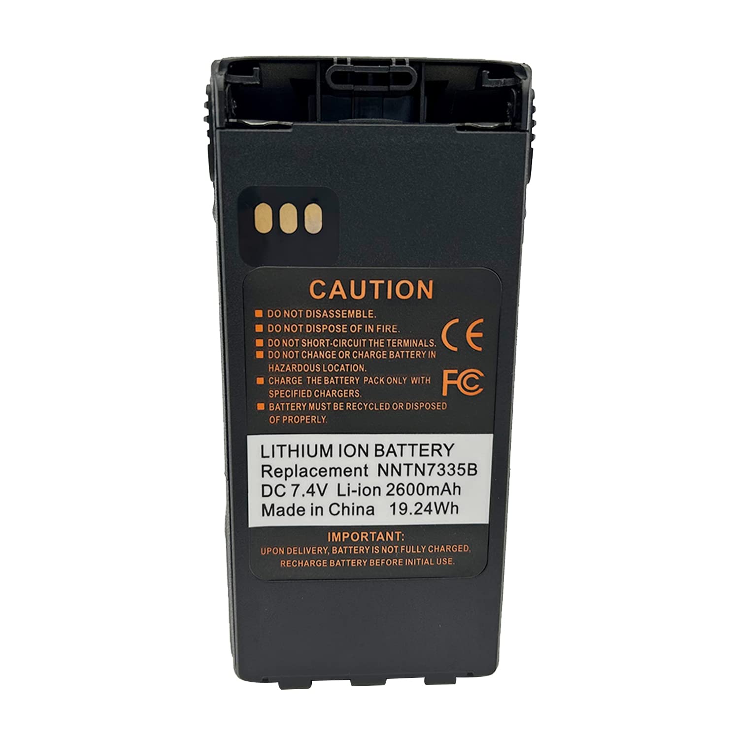 XTS 2500 / XTS 1500 Battery for Motorola, NNTN7335 NNTN7335A NNTN7335B 7.4V 2600mAh Li-ion Replacement for PR 1500 MT 1500, Replaces NNTN7554 NTN9858, Belt Clip