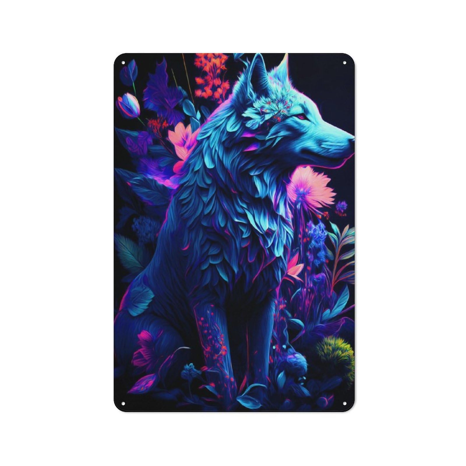 Junmoney Brilliant Wolf Modern Retro Metal Wall Art Sign 30X20cm, Studio Wall Art For Modern Home, Workshop, Office Or Cafe