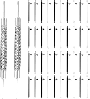 40PCS Stainless Steel 20mm Quick Release Spring Bars Pins Watch Replacement Band Spring Bars Strap Link Pins Diameter 1.5mm with 2PCS Double Tip Watch Band Remove Tool Watch Repair Spring Bar Tool