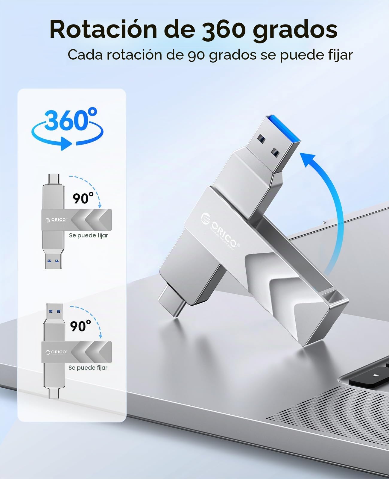 ORICO 1TB Externo SSD hasta 1050 MB/s, USB3.2 Gen2 Disco Duro Externo SSD, Unidad de Estado Sólido para iPhone 16 Serie, iPhone 15 Serie, Smartphone Tipo C, Mac y Vehículo G202
