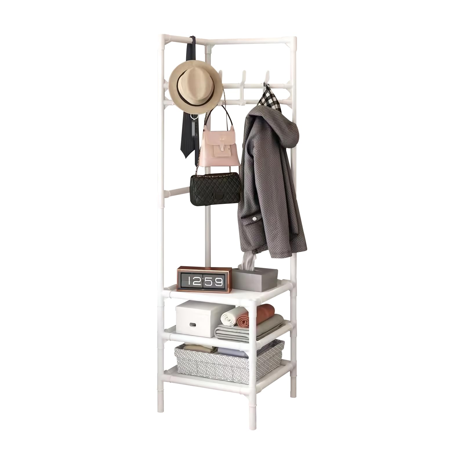 Ergocar multifunctional coat stand. Divided into different positions, high -efficiency storage. Suitable for placing bags, clothes, scarves, slippers, jewelry, etc. to meet the daily storage needs.