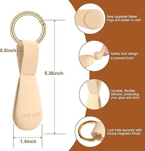 Miniatura 2 de Clip magnético para sombrero, paquete de 1 El clip de sombrero caqui claro para viajar en la bolsa, clips magnéticos para sombreros para bolsa y