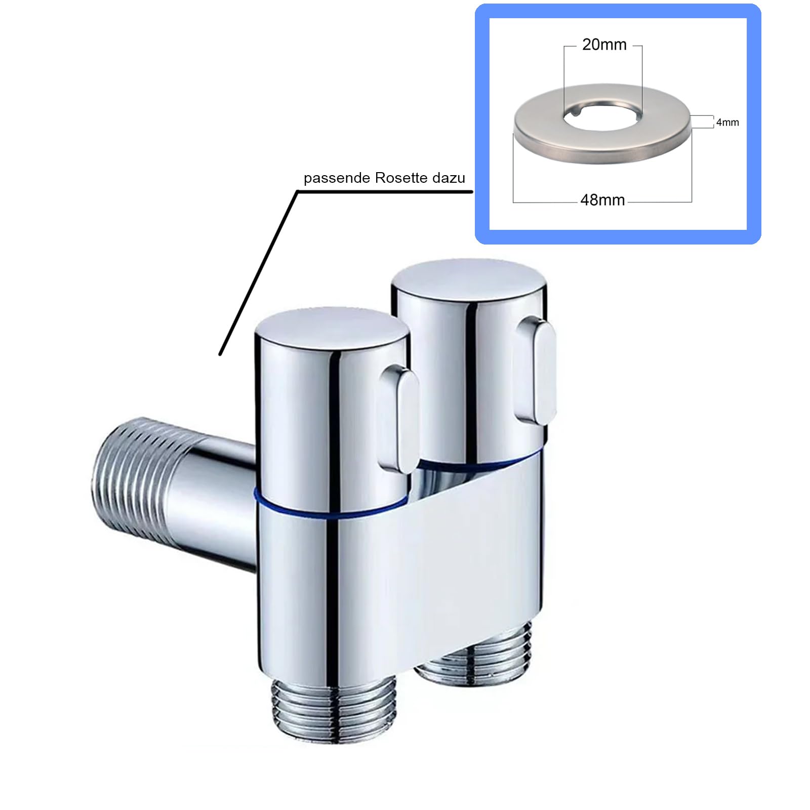 Vanne équerre double en laiton pour lavabo - Valve de régulation de 1,27 cm - Raccordement à l'eau