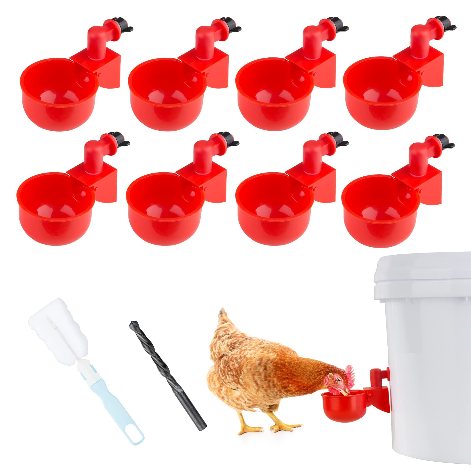 Chicken Waterer, 8 Ports Automatic Chicken Waterer, Chicken Water Cups