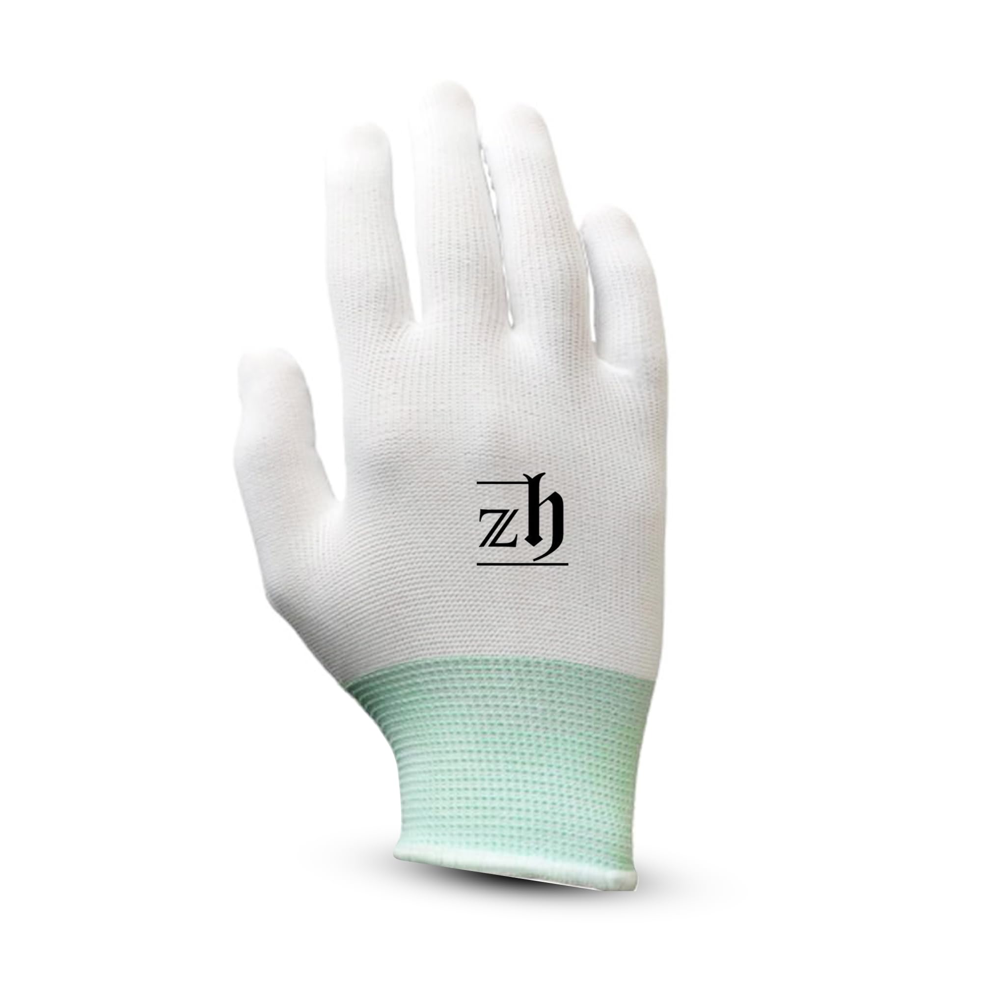 ZH Cotton Gloves Anti Slip with PVC Dotted for Tennis Only for Soft Ball (White)