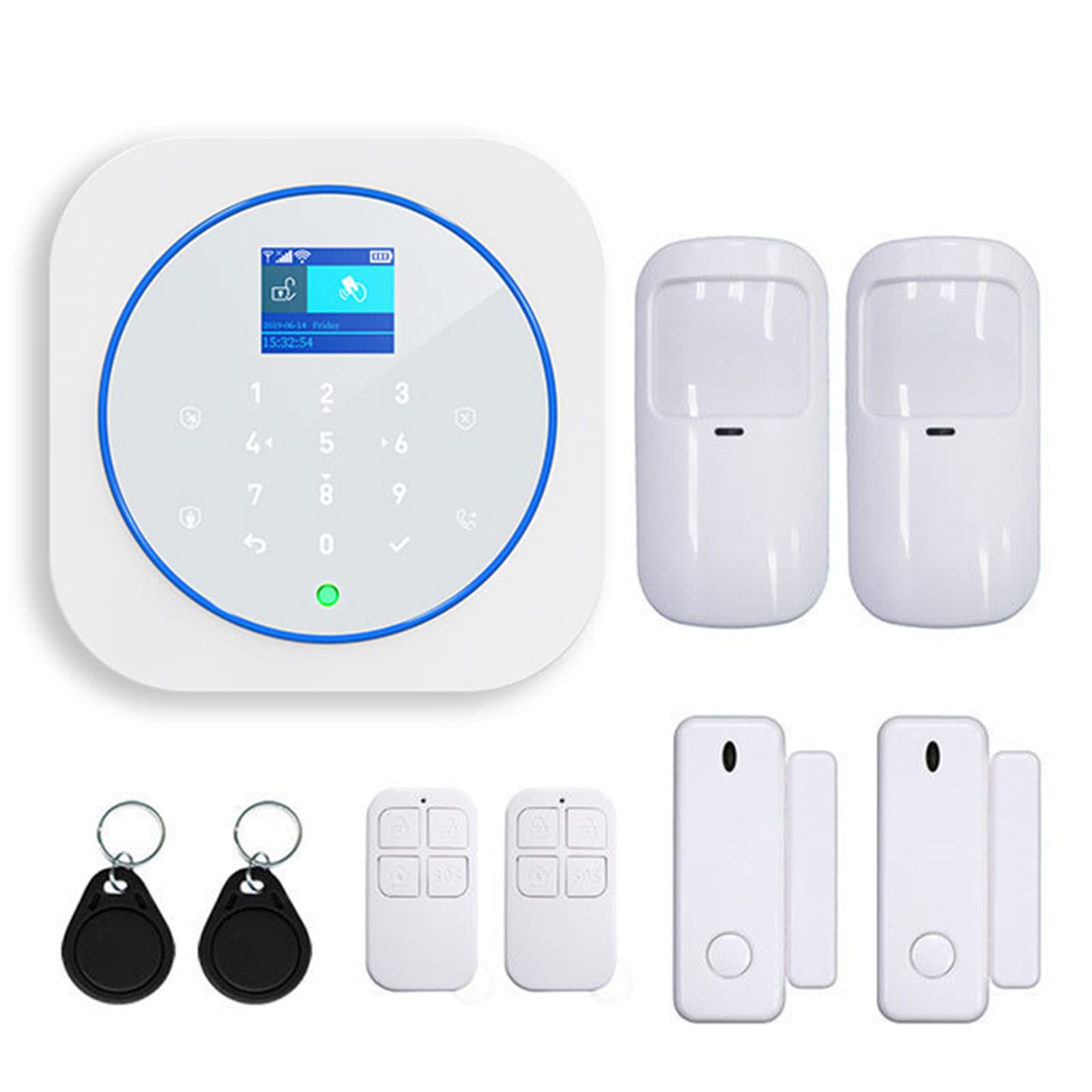 SXA Sistema di Sicurezza Allarmi, Allarme Antifurto Domestico WiFi Wireless 433 MHz gsm TFT LCD Tastiera Touch 11 Lingue E Controllo App TUYA WiFi per L'home Office,B