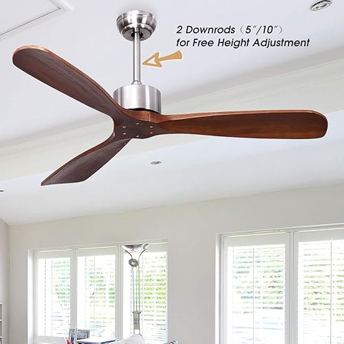 Miniatura 9 de Tangkula Ventilador de techo de 52 pulgadas, ventilador de techo para interiores y exteriores, sin luz, con control remoto, motor reversible