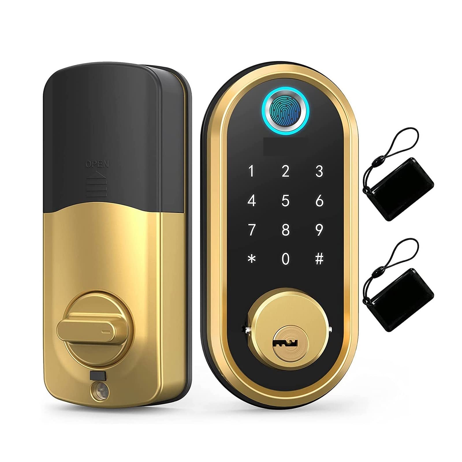 CVFRDD Smart Door Knob, Smart Door Lock Biometric Fingerprint Locks Electronic Keyless Entry Front Digit Keypad For Home Office Safe Keyless Entry Door Handle(Gloden)