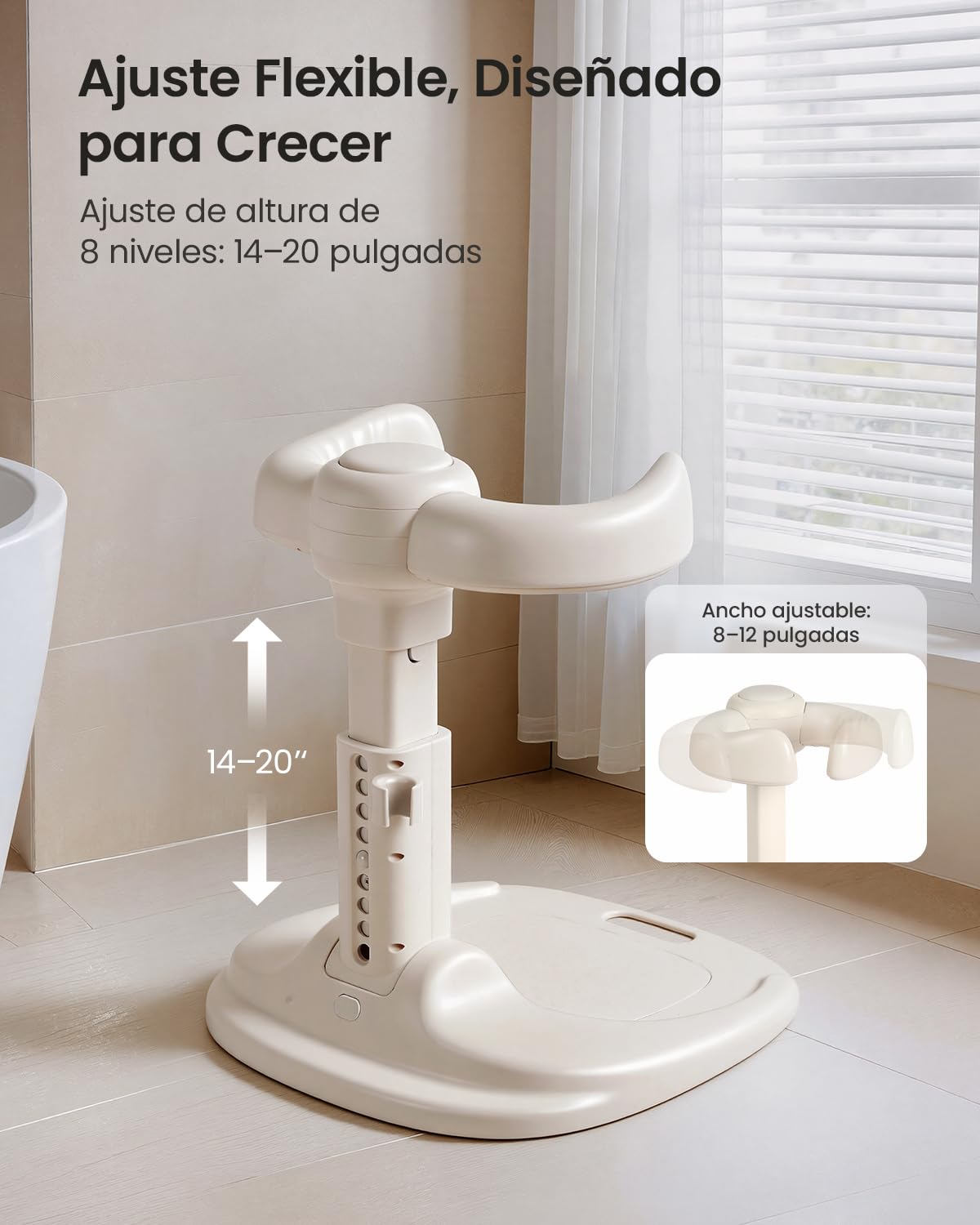 Grownsy Soporte Bañera Bebé desde 6 Meses, Soporte de Ducha para Bebé de Pie Plegable y Ajustable con Base Antideslizante para Bebés y Niños Pequeños
