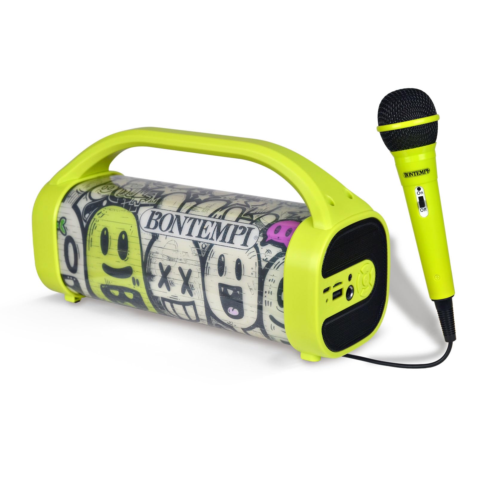 Bontempi | Cassa Wireless con Microfono e Luci RGB, Connessione USB Tipo-C, 25x21.5x9 cm