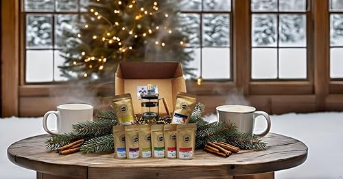 Mejor caja de regalo de café Set 8 cafés surtidos 1 cafetera de cristal de prensa francesa Sumatra Timor Uganda Etiopía Colombia Guatemala Todo