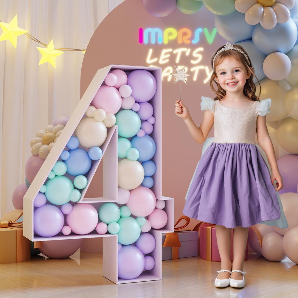 imprsv 3FT Mosaic Numbers for Balloons, Marquee Numbers,Balloon Number Frame, 4th 24 40th Birthday Decorations, 40th Anniversary Decor, Big Cardboard