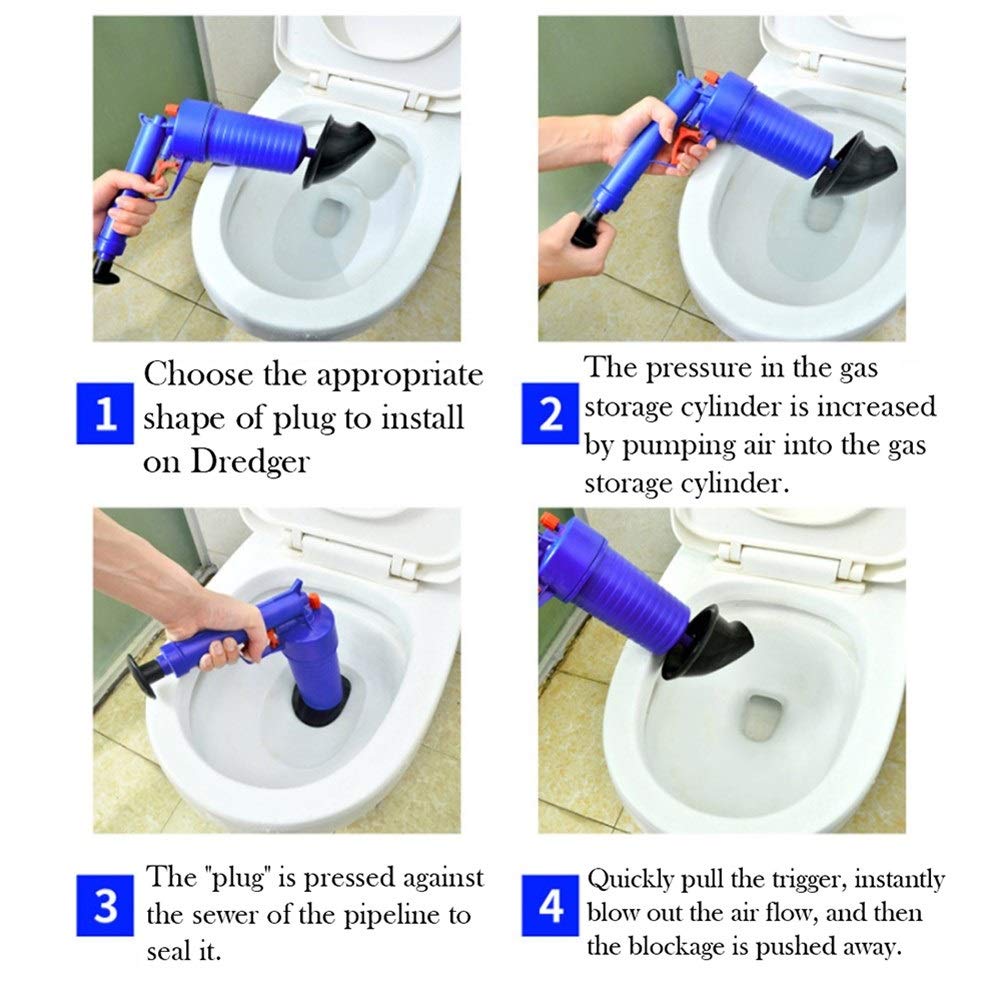Pistola sturalavandini Aria compressa sturalavandino Pompa sturalavandini Professionale Sturatubature per Vasca da Bagno, Doccia Cucina Clogged Tubo Vasca Lavabo