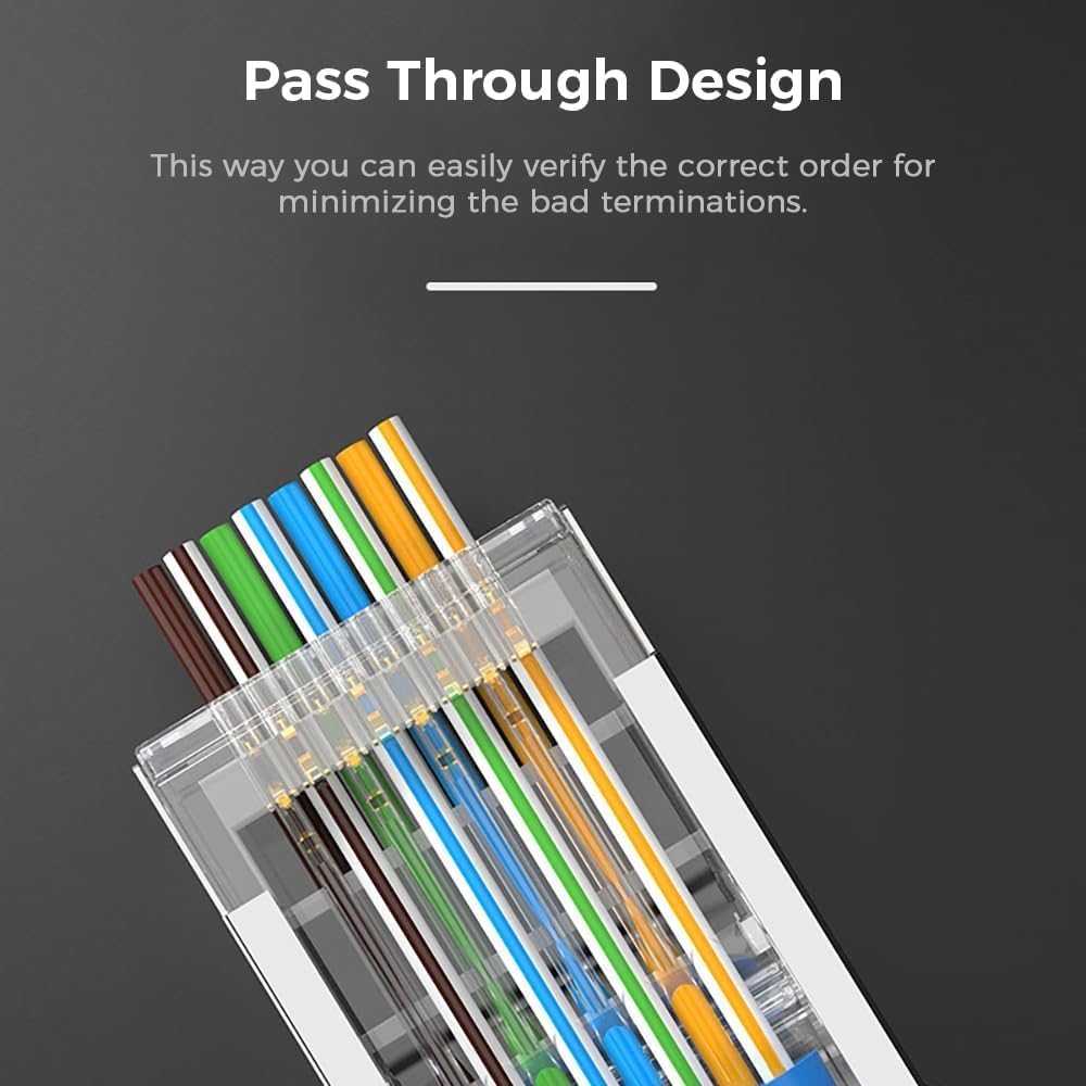 Confezione da 200 connettori RJ45 Cat6 pass-through schermati RJ45 modulari per cavo Ethernet FTP/STP solido o incagliato