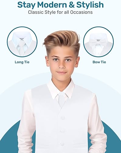 Miniatura 2 de S.H. Churchill & Co. Conjunto de chaleco de 4 piezas para niño, con corbatín, corbata para el cuello y pañuelo de bolsillo