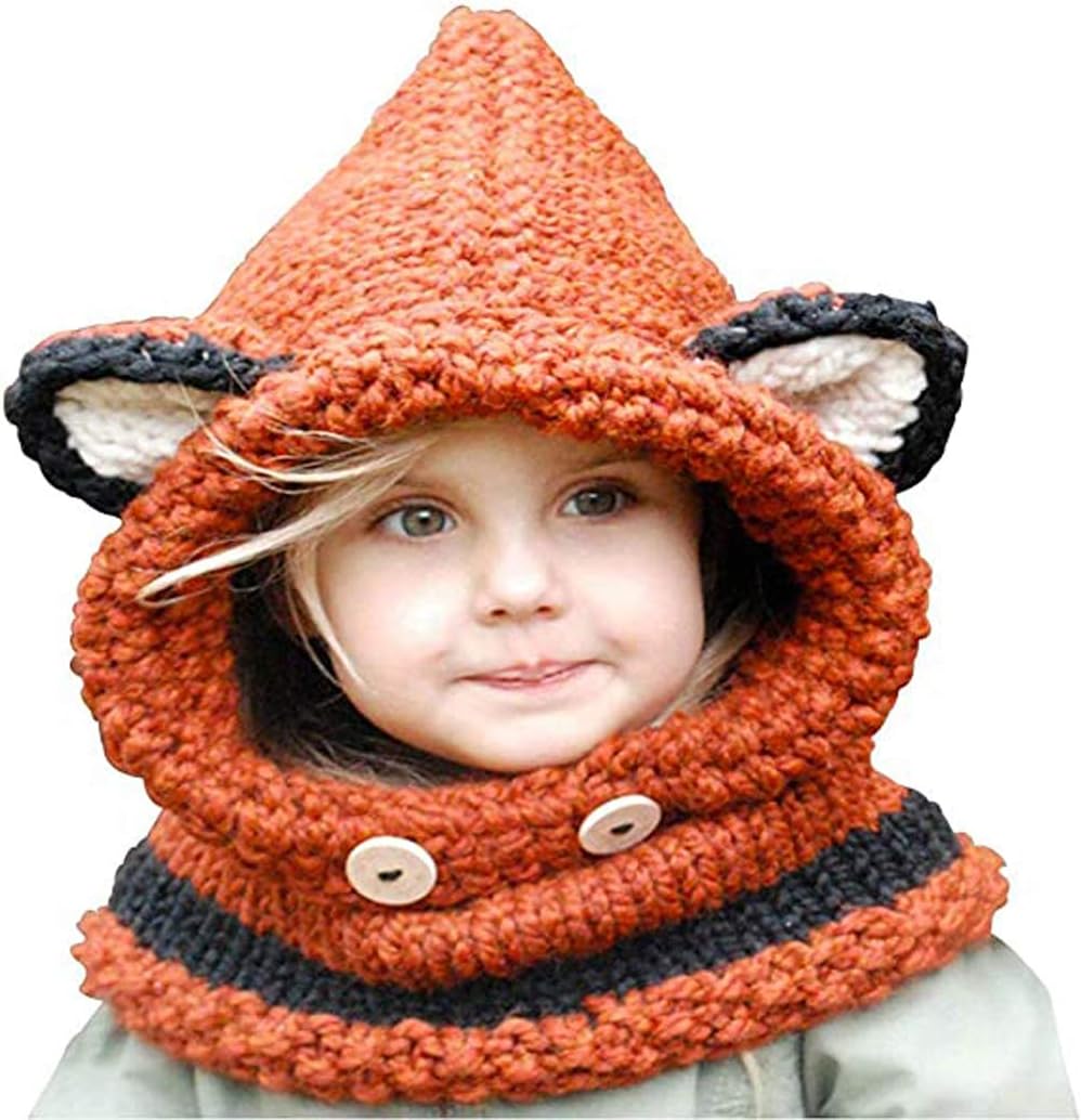 Baby Girls Boys Winter Hat Scarf Earflap Hood Scarves Caps (Orange (2-8 Years Old))