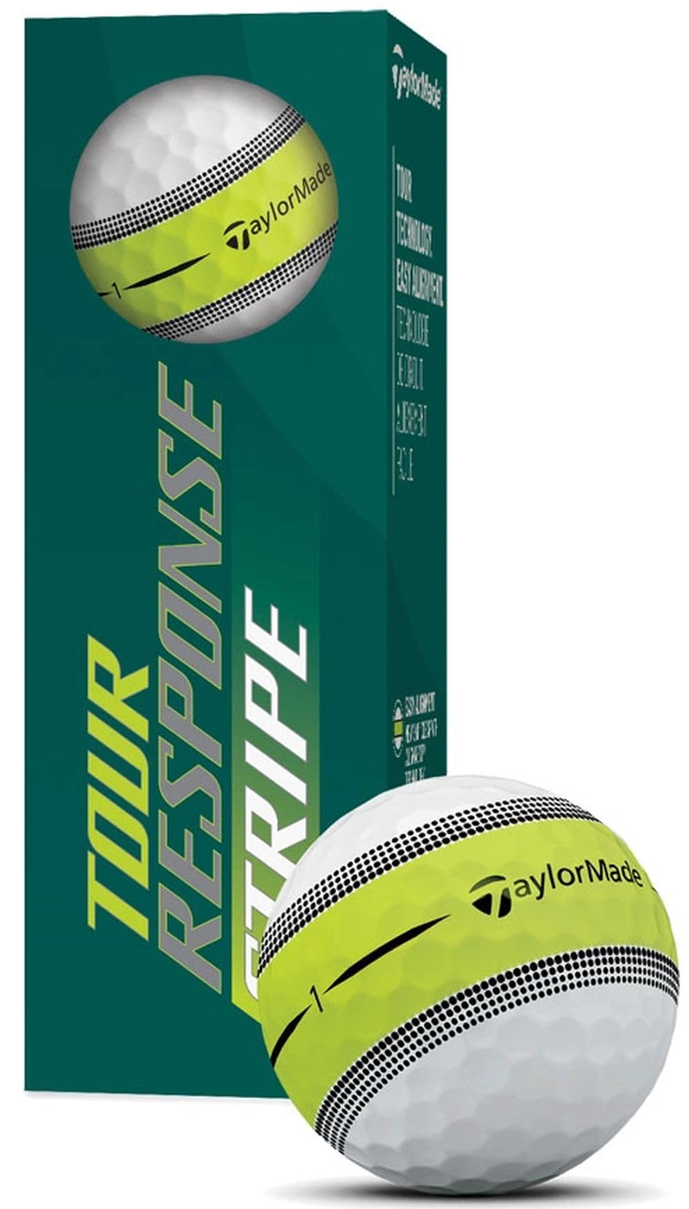 TaylorMade Tour Response Stripe Golf Balls (White, 3pk) 1 Sleeve 2022