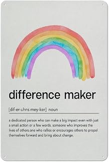 Rustic Metal Tin Sign Motivational Wall Art Difference Maker Definition Print Watercolor Difference Maker Poster Artwork for Office Home Kitchen Bathroom Parlor Wall Decor 8x12 Inch