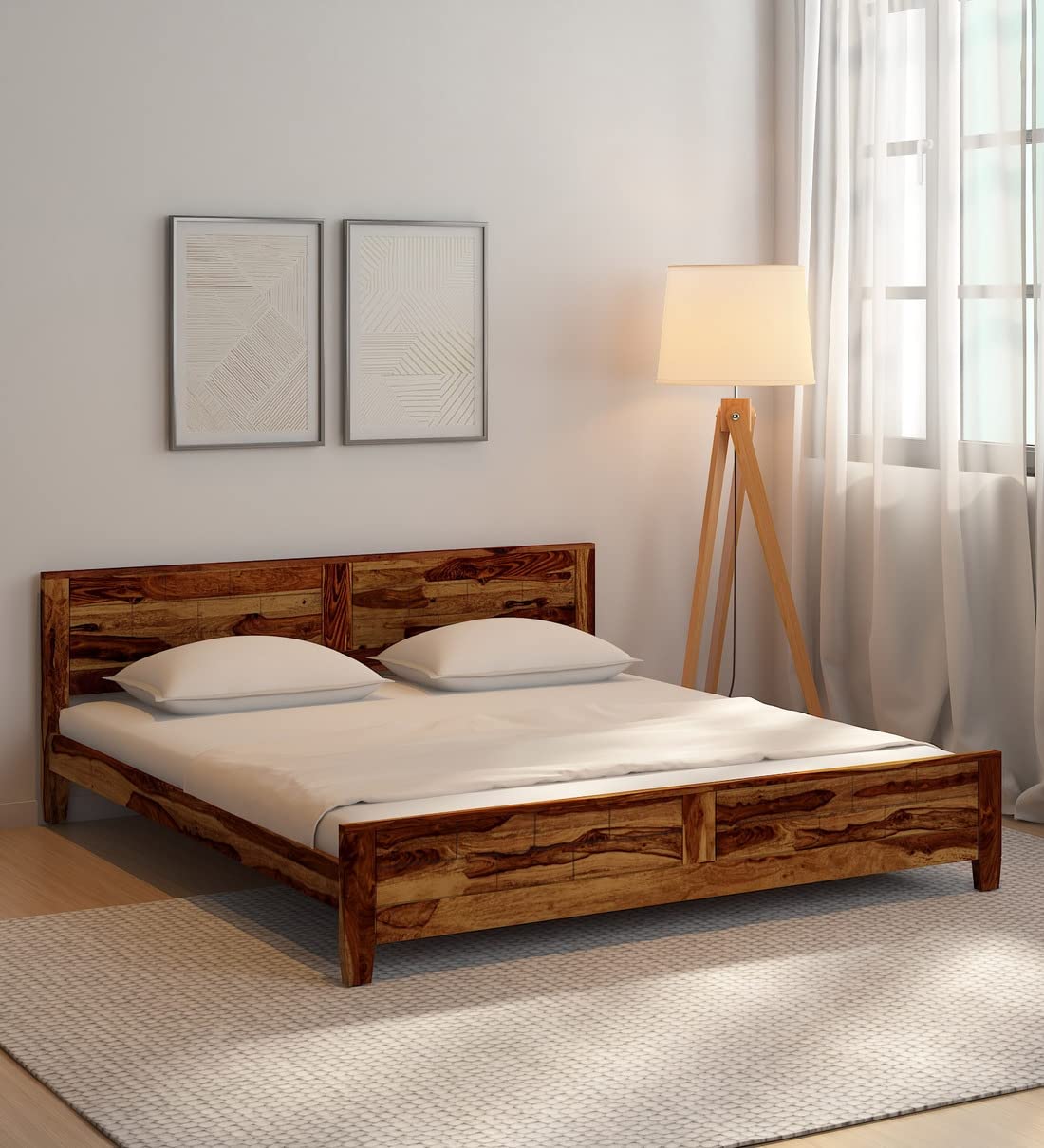 Nord Furniture Solid Wood Bed for Bedroom | Wooden Bed Without Storage for Bed Room & Home | Solid Wood (Queen, Rezzen)-image-11