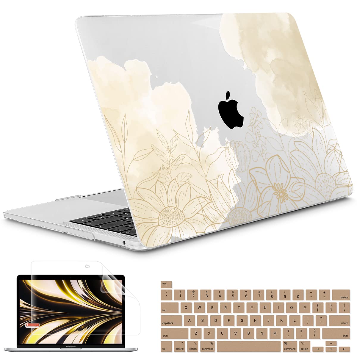 TuiklolCompatible with 2022 MacBook Pro 13 Inch M2 Clip, 2021 2020 Release M1 A2338 A2289 A2251, Hard Shell Case for MacBook Pro 13" with Touch Bar Fits Touch ID and Retina Display, Abstract Flower