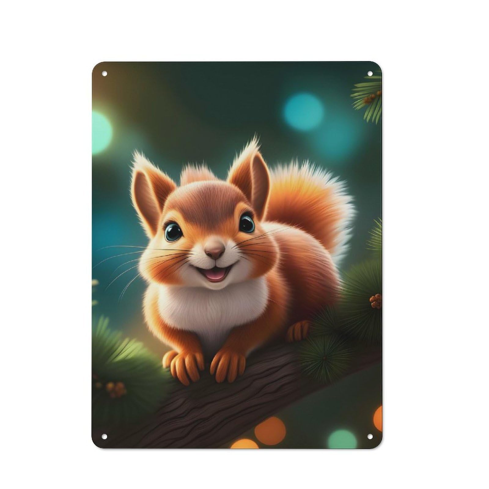 Junmoney Style-13 Squirrel Rustic Metal Sign 40X30cm For Hobby Room Or Studio, Suited To Hobby Room Decor Fans