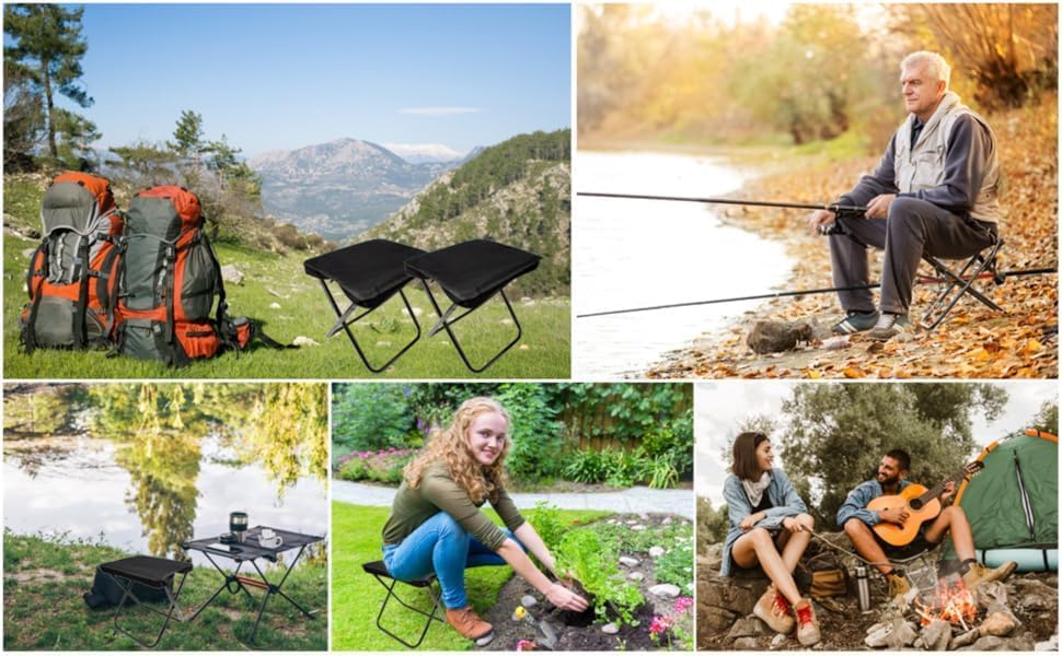 Image of Folding Stool, Outdoor Portable Stool, Lightweight Chair Heavy Duty Camping Fishing Hiking Picnic Garden BBQ Chair, Folding Oxford Cloth Stool Chairs, (Pcs-1), (Multi Colour).