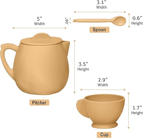 Miniatura 3 de Juego de té de silicona para niñas pequeñas, bonito juego de té de juguete para juegos de simulación, juguetes para niñas pequeñas, mejora las