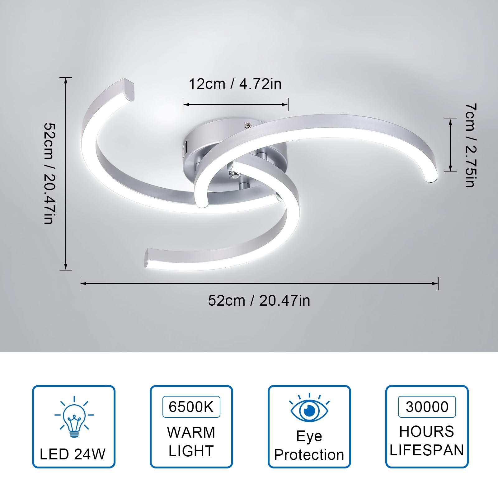 Lampadario da Soffitto, Plafoniera LED 36W 3240lm, Lampadario LED