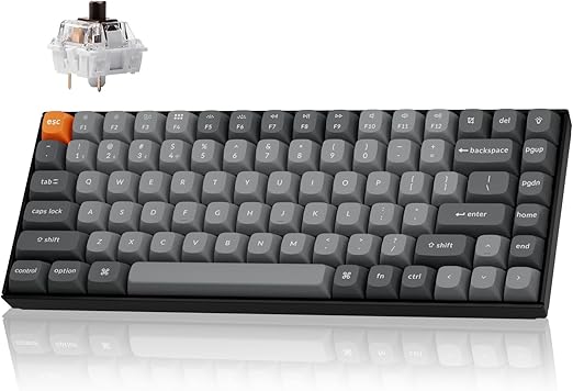 Keychron K2 Max QMK/VIA 2.4 GHz & Bluetooth Wireless Custom Mechanical Keyboard for Mac/Windows/Linux, 75% Layout Keyboard White Backlight Brown Switch - Black