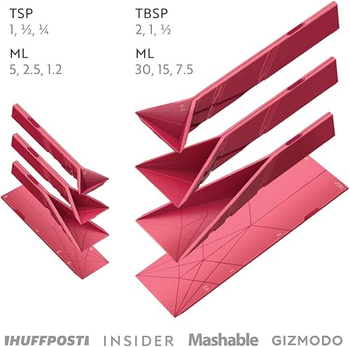 Miniatura 2 de POLYGONS Cucharas medidoras plegables 3 en 1  2 cucharas con 6 tamaños diferentes (granate)