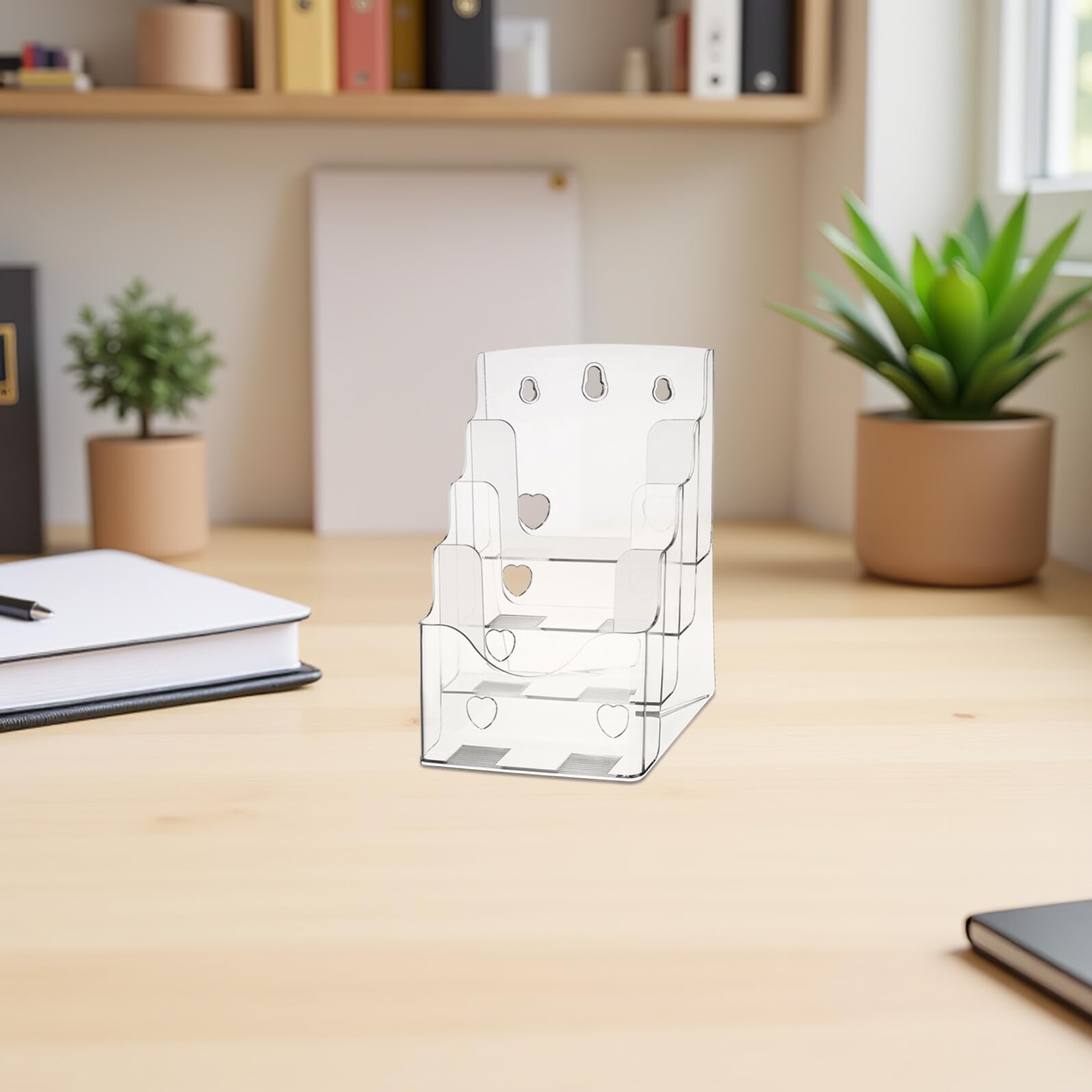 Zerodeko Lot de 2 Présentoirs de Brochures en Acrylique Transparent Porte-Documents à 4 et 3 Niveaux Support de Table pour Brochures A5 Organisateur de Documents Polyvalent pour Bureau