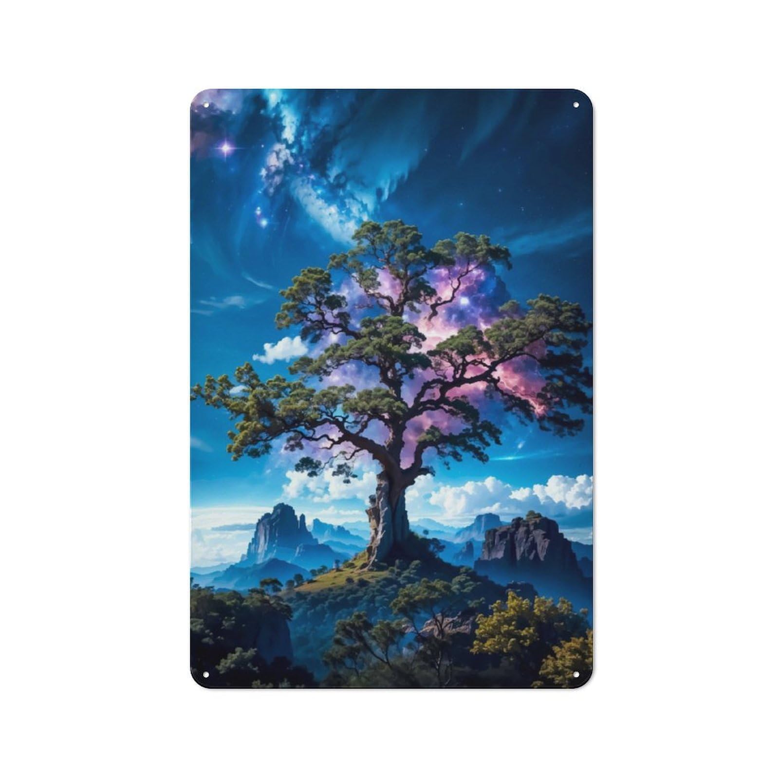 Junmoney Tree Nebula Retro-Style Metal Sign 30X20cm For Studio Or Craft Room, Gift For Studio Decor Lovers During The Christmas Season