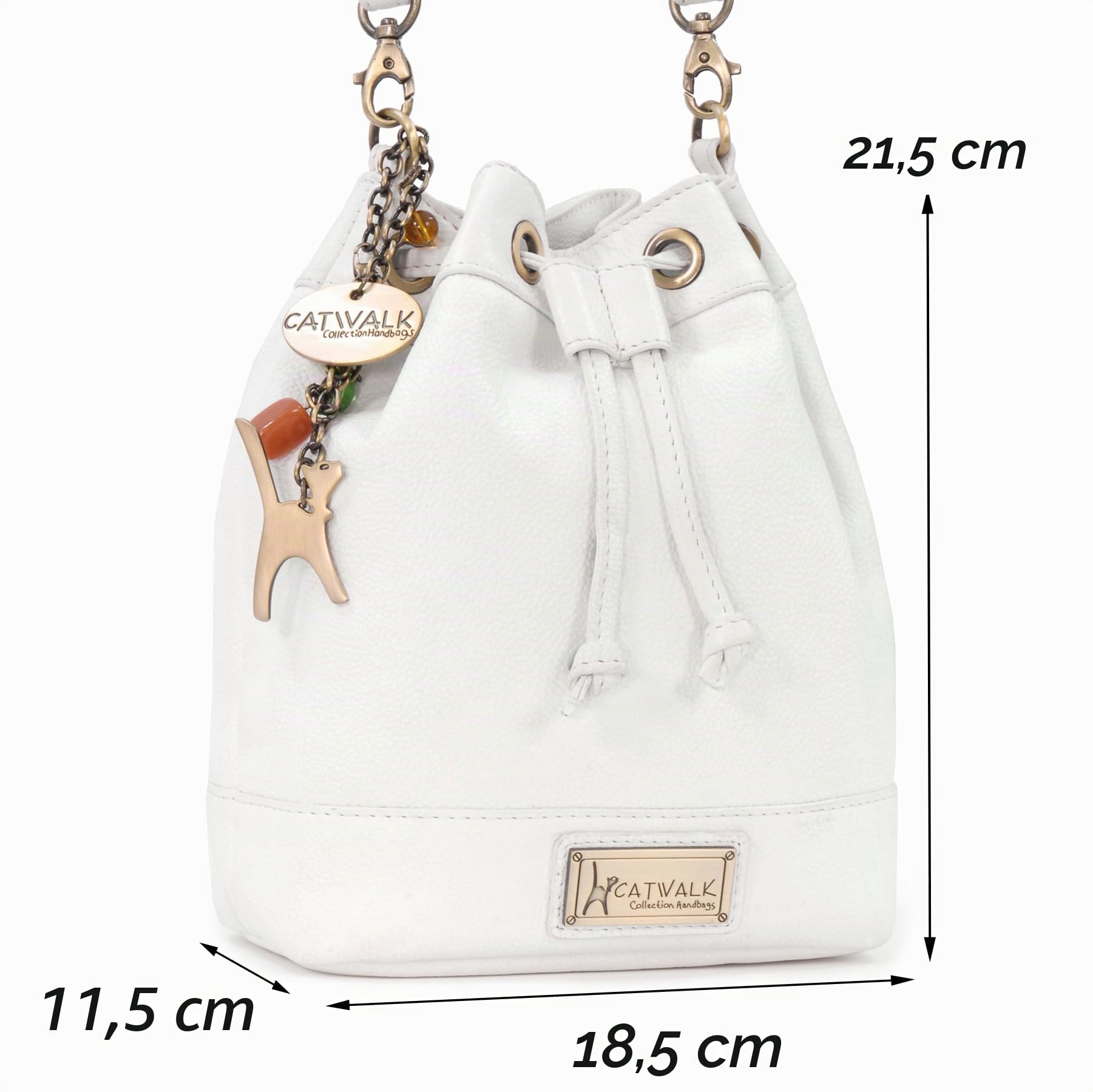 Catwalk Collection Handbags - Borsa a Tracolla con Coulisse in Pelle - Borsa a Secchiello da Donna - Rochelle