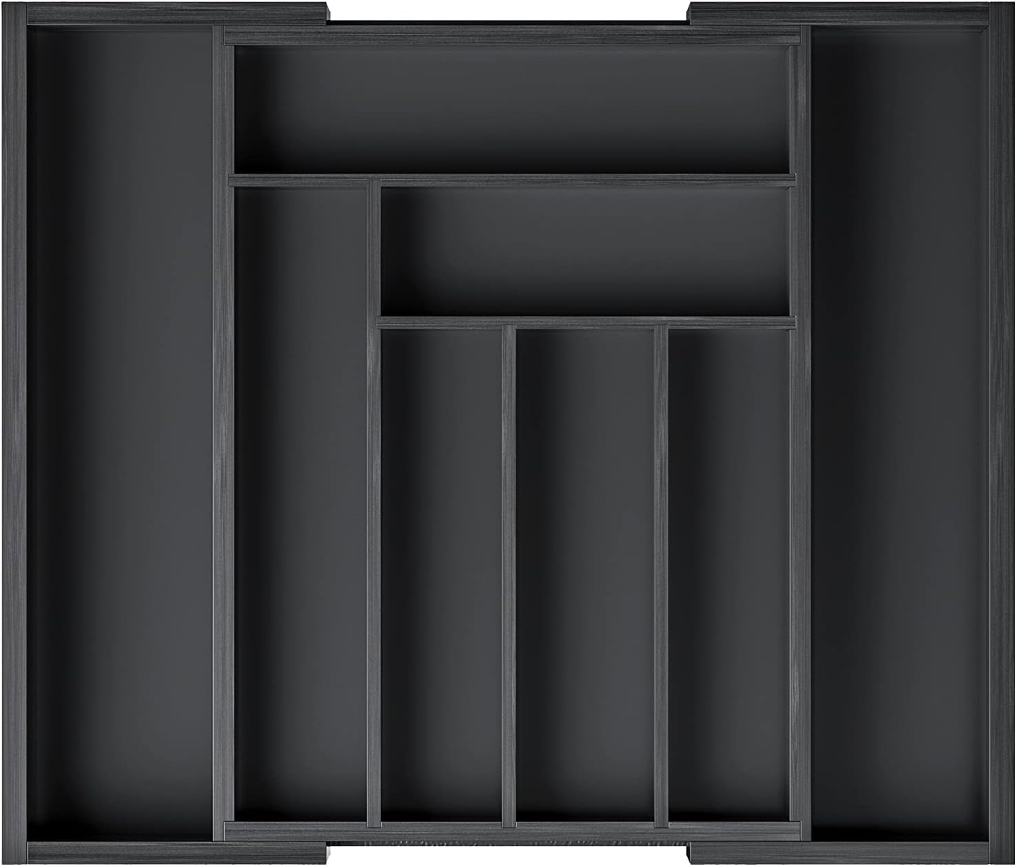 Tycom Bamboo Kitchen Drawer Organizer, Expandable Cutlery Tray Utensil Silverware Holder, Drawer Dividers Flatware, Knives in Kitchen（50 * 43cm Black）