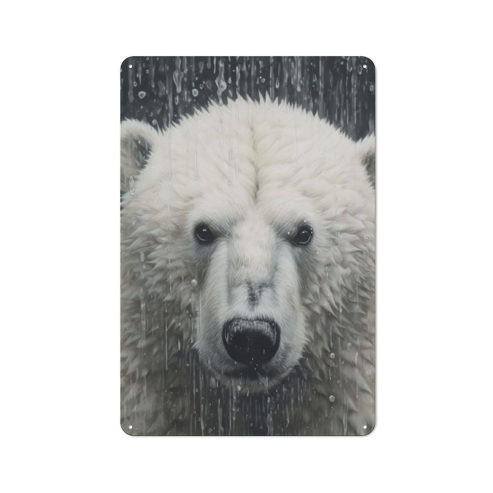 Junmoney Cute Wet Polar Bear Vintage Tin Sign 30X20cm With For Workshop Wall, For Makers And Diy Enthusiasts, For Retro Home Interiors