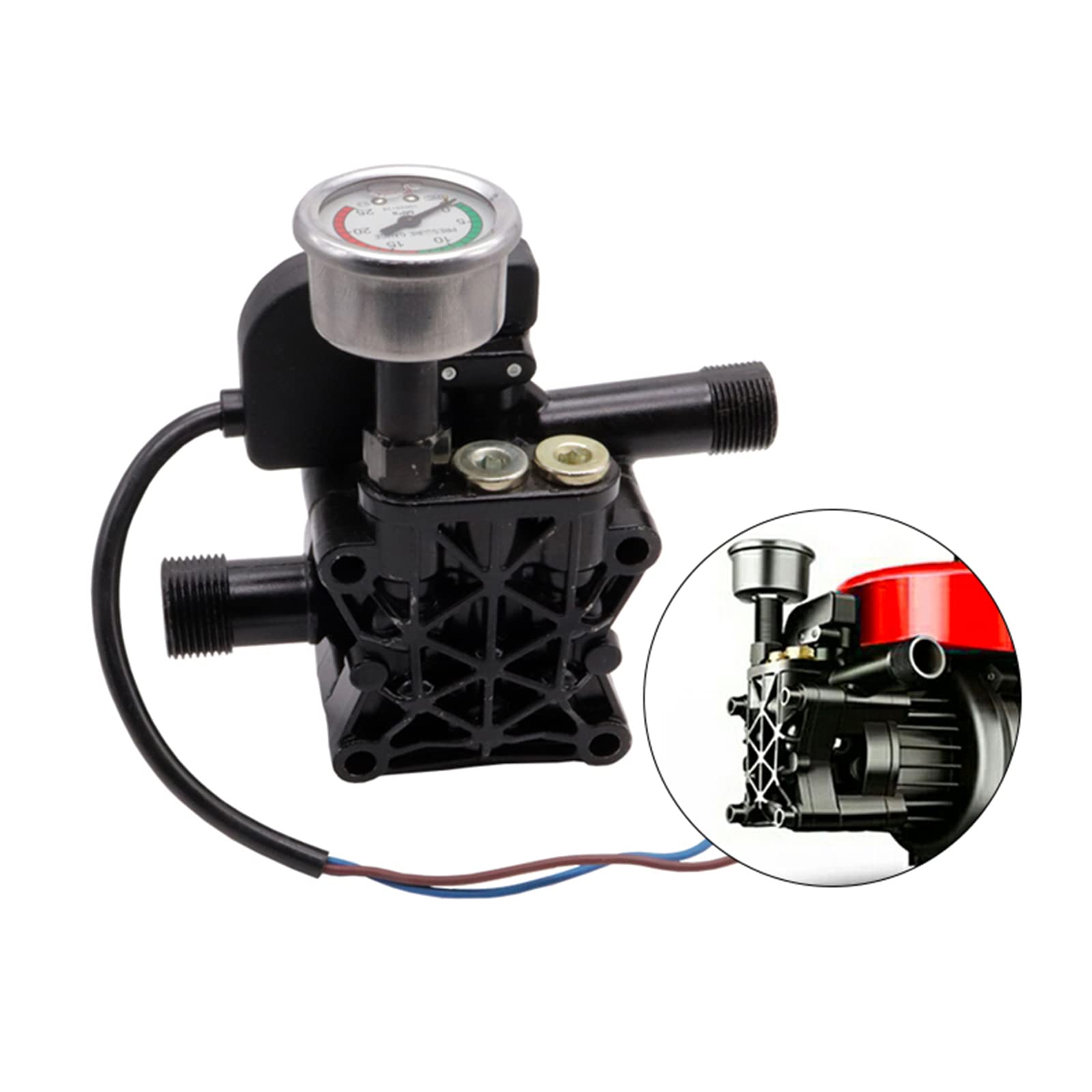 Car Wash-Pump Pressure Gauge High Pressure Washer Water Pump Accessories Washer Machine Pressure Gauge