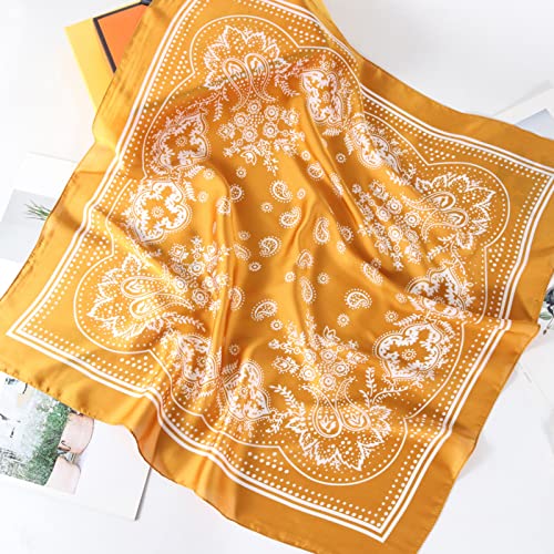 27.5”Silk Feeling Scarf Medium Square Head Scarves - 3PCS Satin Head Scarf Hair Wrap Neck Scarf for Women2