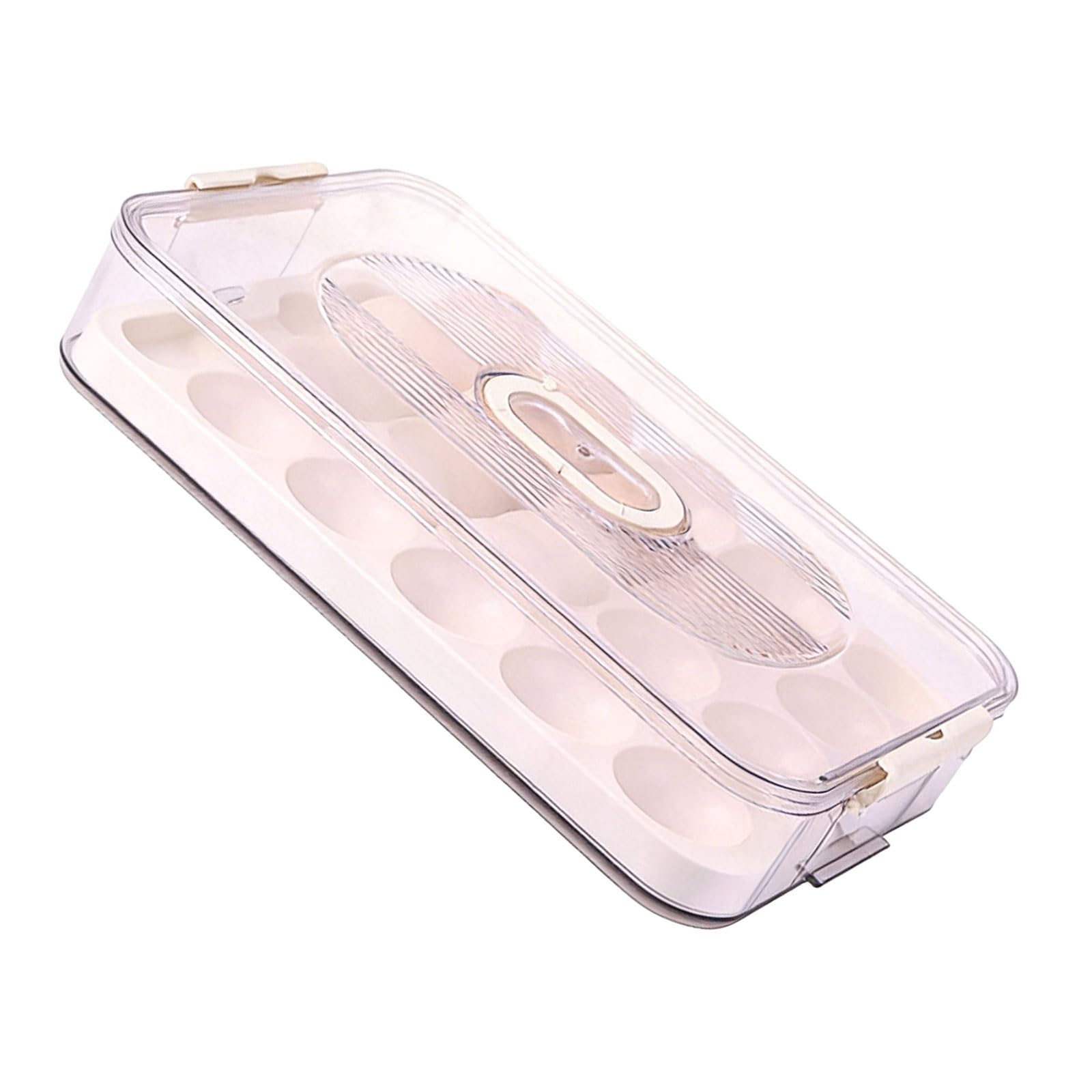 Whoasyst Stackable Refrigerator Eggs Organizers with Handles and Latches Keep Secure During Travel Tray with Lid Storage Container