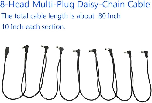Miniatura 4 de T POWER 9V 4~8 Way Daisy Chain Splitter Cord para pedal de efecto de guitarra se adapta a Zoom Roland Behringer Boss Digitech Jim Dunlop Ditto