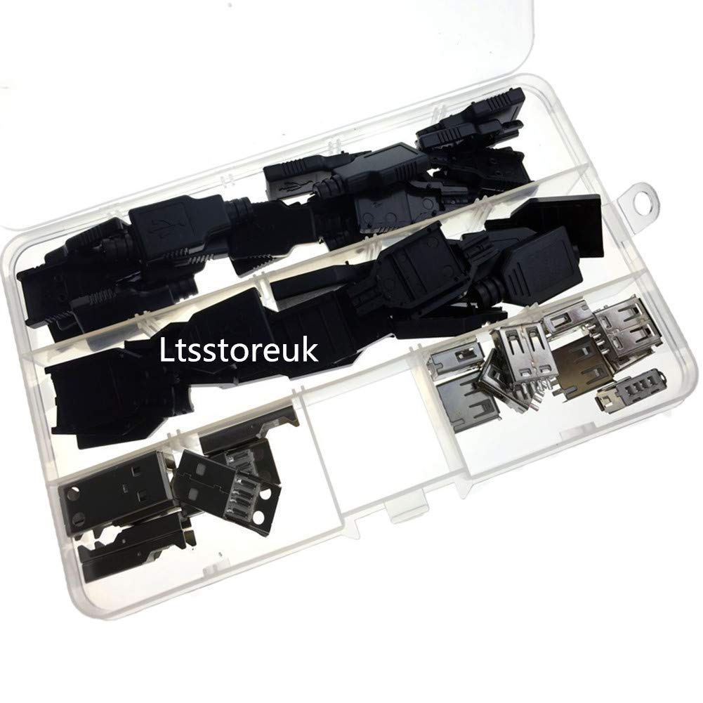 10-Pack USB 2.0 Type A Female Connector Plugs - 4-Pin Socket Solder Adapters For DIY Electronics & Repairs