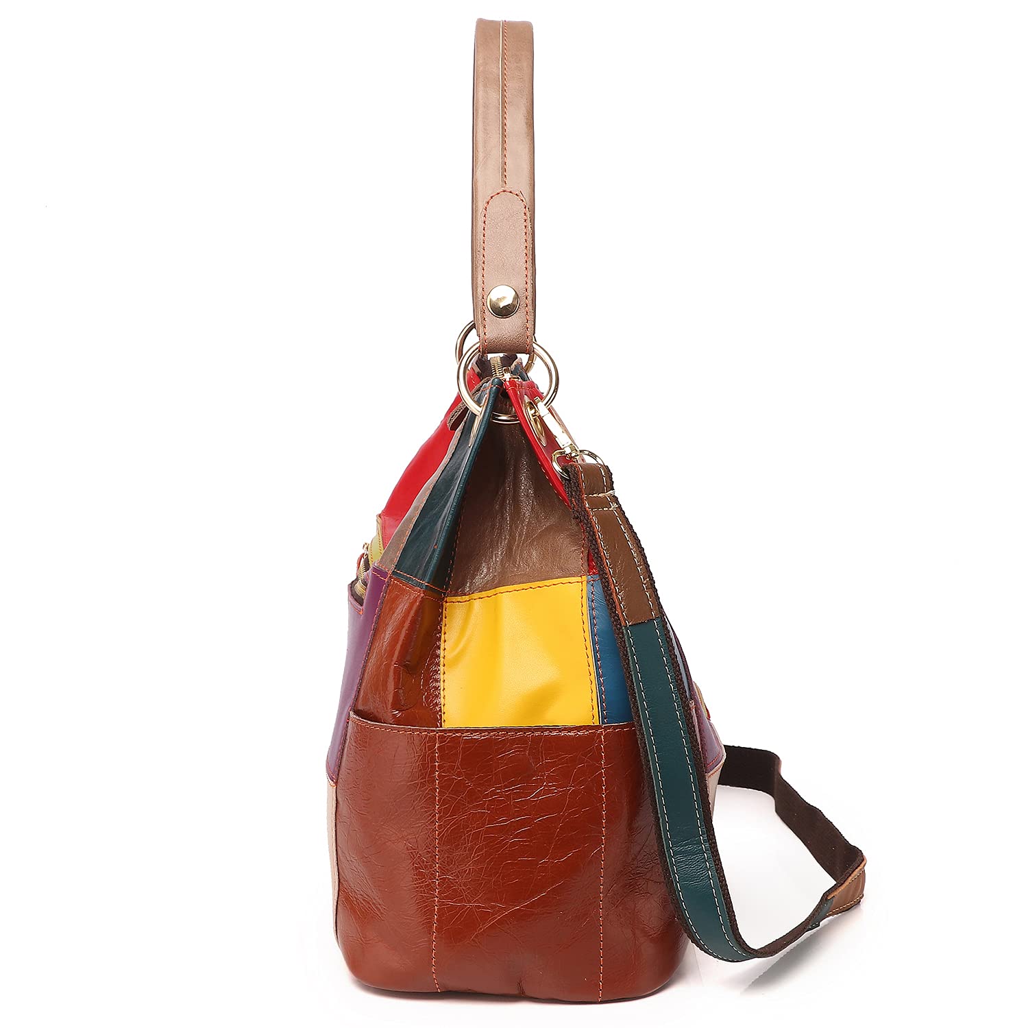 Bolso de mano multicolor al azar de las mujeres del bolso del bolso del bolso del hombro del diseño del empalme del bolso colorido del comprador de
