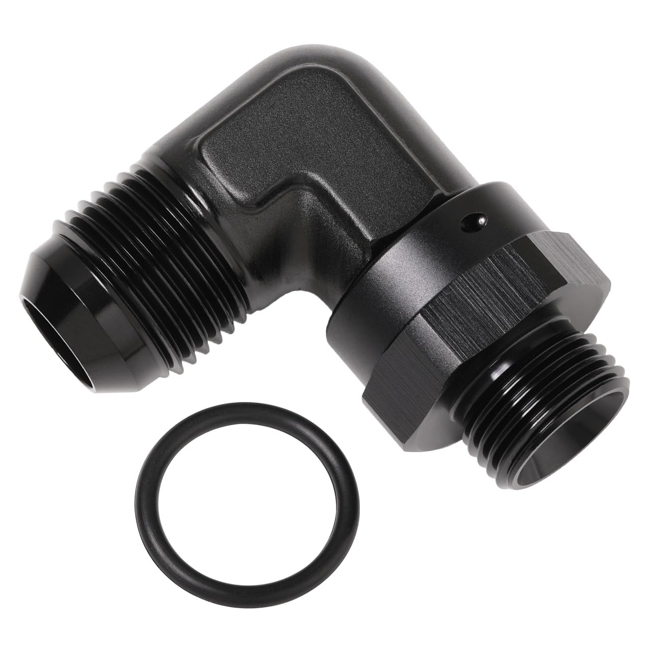 Podavelle 10AN Male Flare to 8AN -8 ORB O-ring Boss 90 Degree Swivel Fitting Adapter Aluminum Black