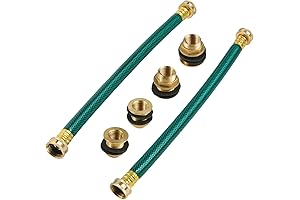2PCS Rain Barrel Linking Kit: 14" Hose, 4 Brass Tank Fittings