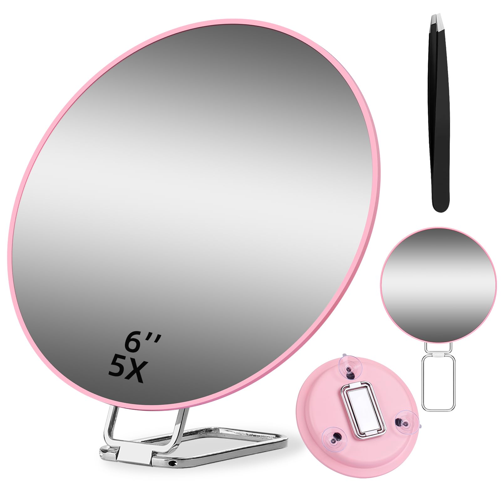 Specchio Ingranditore 5x Con 3 Ventose - Diametro 22,9 Cm, Vetro Senza Distorsioni, Per Trucco E Barba - Foto 7